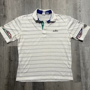 VTG Steamboat Colorado Ski Resort White HEAD Ski Striped SS Polo Shirt